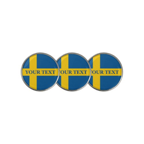 Swedish flag custom monogram golf ball markers