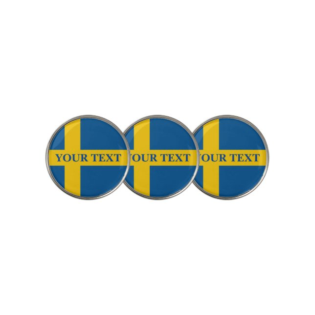 Swedish flag custom monogram golf ball markers (3 Up)