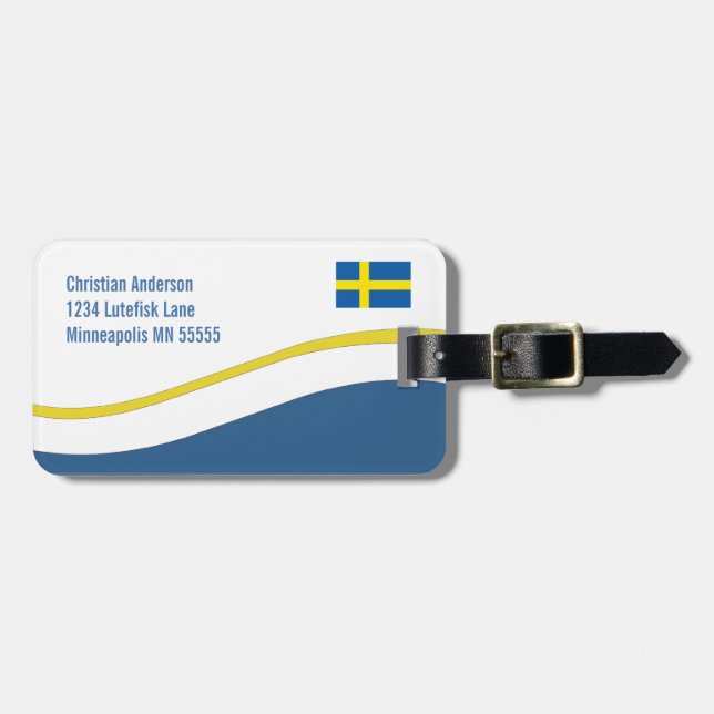 Swedish Flag Custom Personalized Luggage Tag (Front Horizontal)