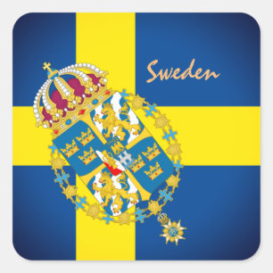 Swedish flag, Emblem & Sweden holiday / sports Square Sticker