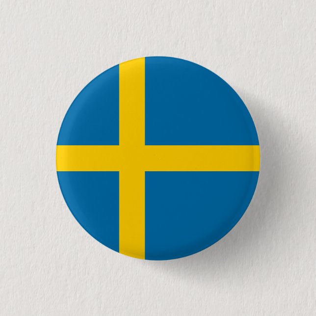 Swedish Flag, Flag of Sweden Button (Front)