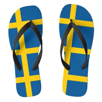 Swedish Flag Flip Flops by maxiharmony at Zazzle