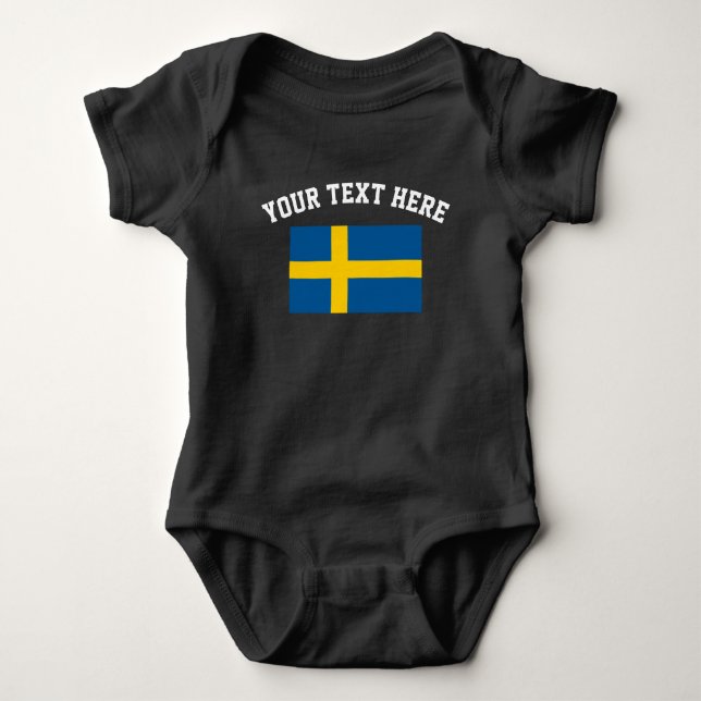 Swedish flag football jersey baby bodysuit outfit (Front)