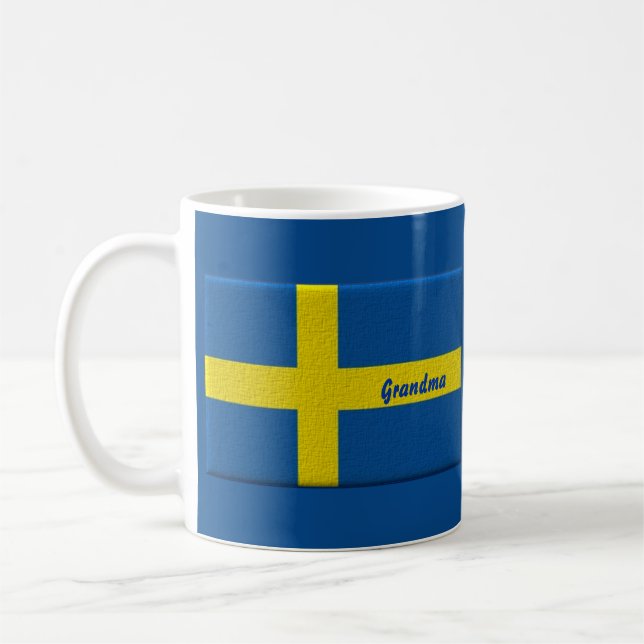 Swedish Flag Grandma or Custom Name Coffee Mug (Left)