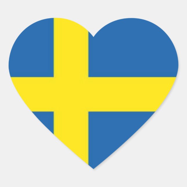 Swedish Flag Heart Sticker (Front)