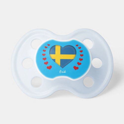 Swedish flag  Heart _ Sweden baby sports fans Pacifier