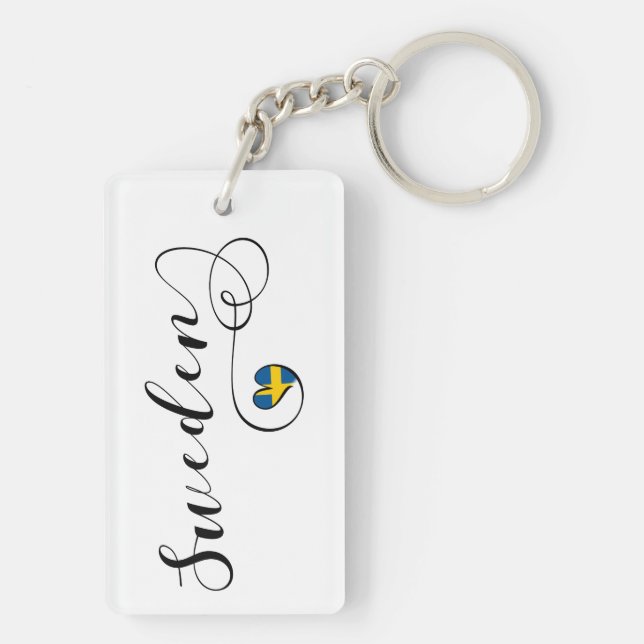 Swedish Flag In A Heart, Sweden Keychain (Back)
