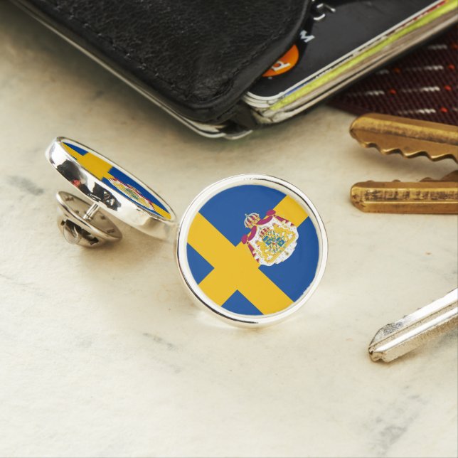 Swedish flag lapel pin (In Situ)
