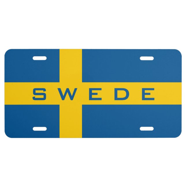 Swedish flag of Sweden aluminum license plate (Front)