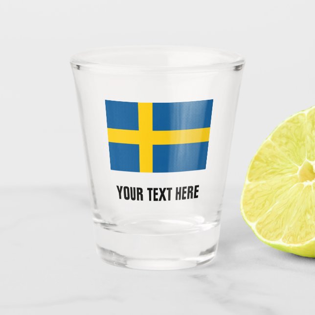 Swedish flag of Sweden custom drinking Shot Glass (Front)