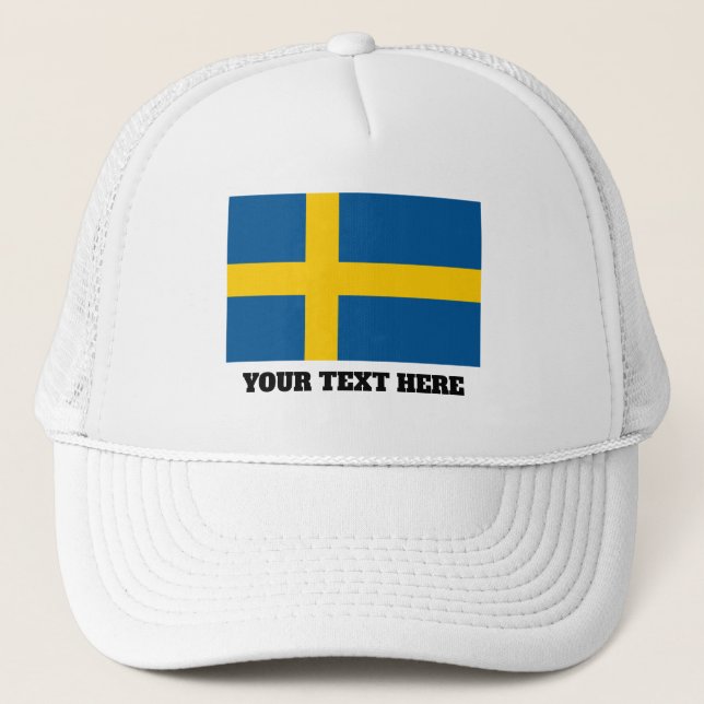 Swedish flag of Sweden custom trucker hat (Front)