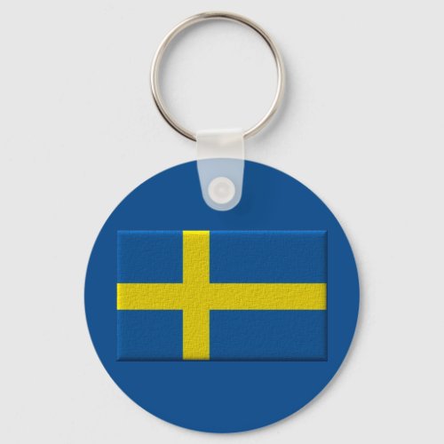 Swedish Flag of Sweden in Blue and Yellow Keychain