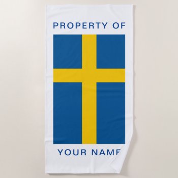 Swedish Flag Of Sweden Personalized Beach Towel by iprint at Zazzle