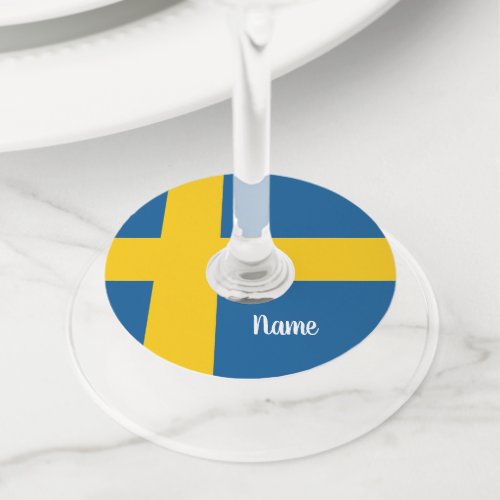 Swedish flag of Sweden personalized drinking party Wine Glass Tag
