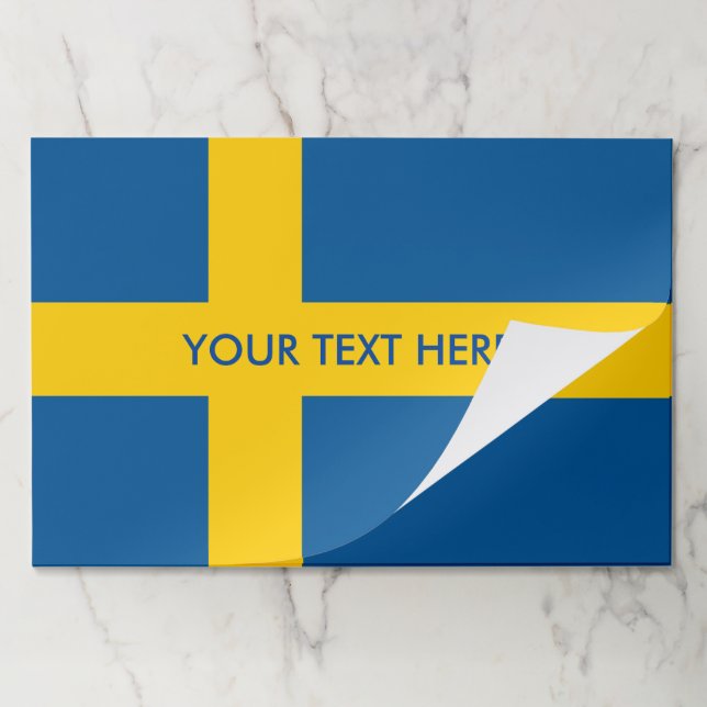Swedish flag of Sweden personalized Paper Placemat (Folded)