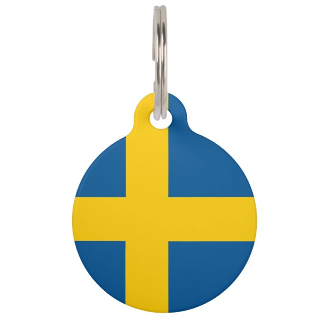 Swedish flag of Sweden pet tag for new dog or cat (Front)