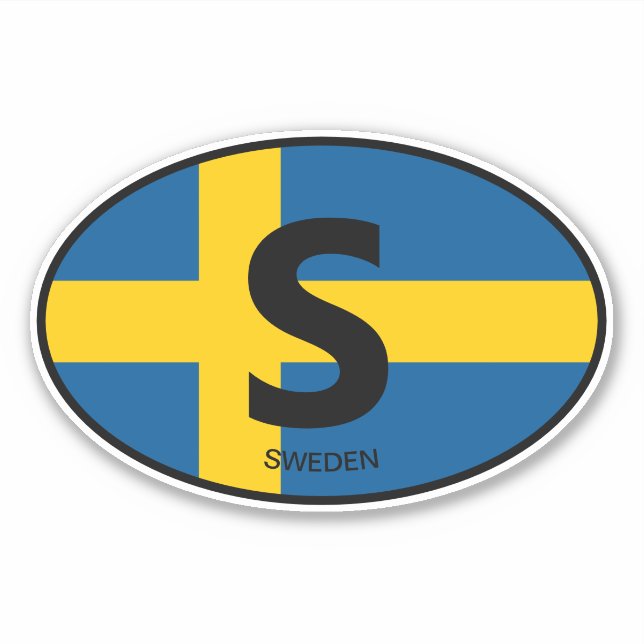 Swedish flag oval country code vinyl car sticker (Front)