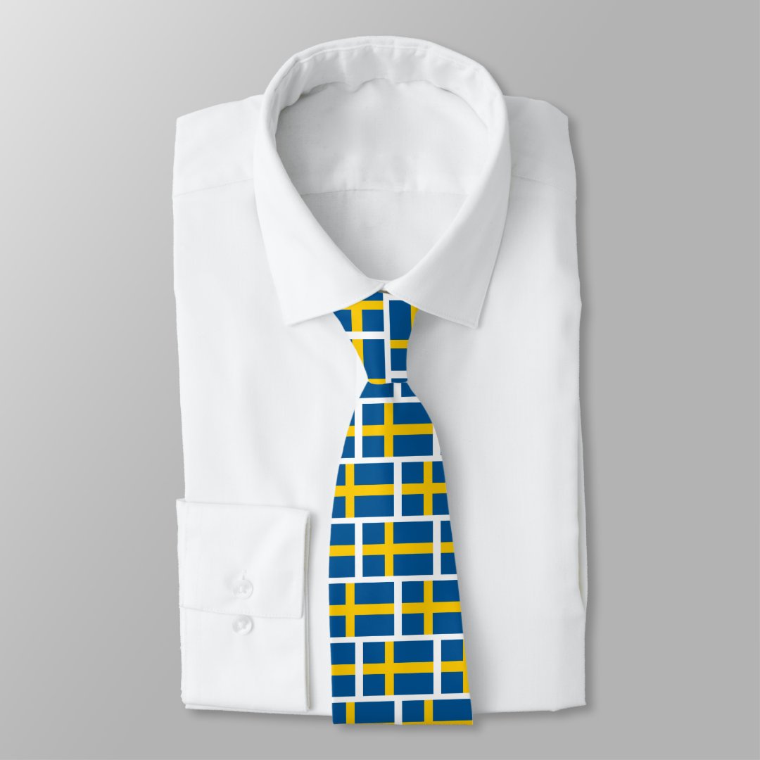 Swedish flag pattern neck tie for Sweden fans | Zazzle