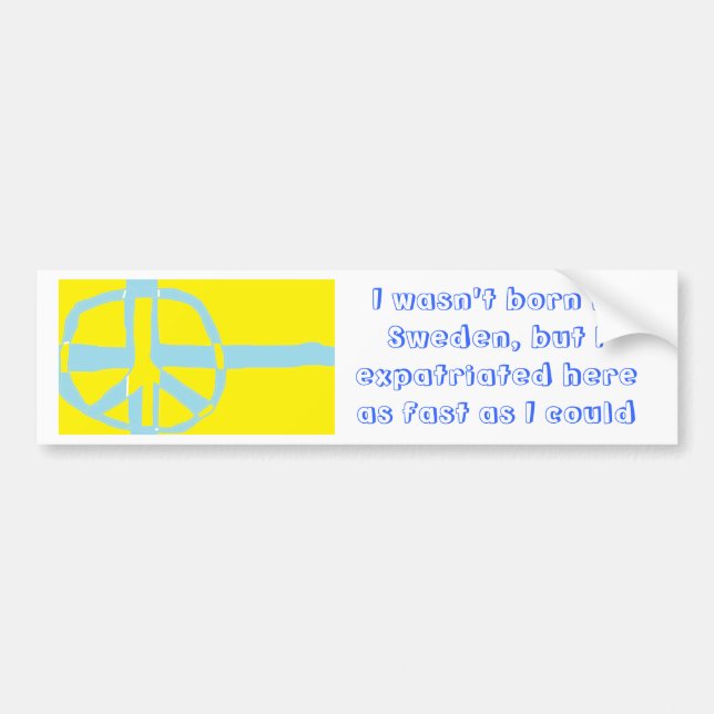 Swedish Flag Peace Symbol Bumper Sticker (Front)