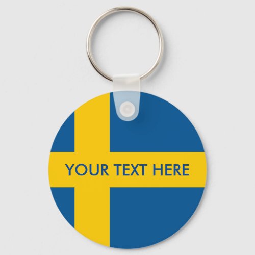 Swedish flag round button keychain for Sweden