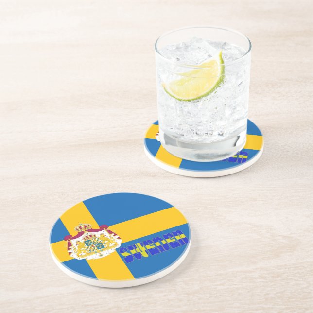 Swedish flag sandstone coaster (Side)
