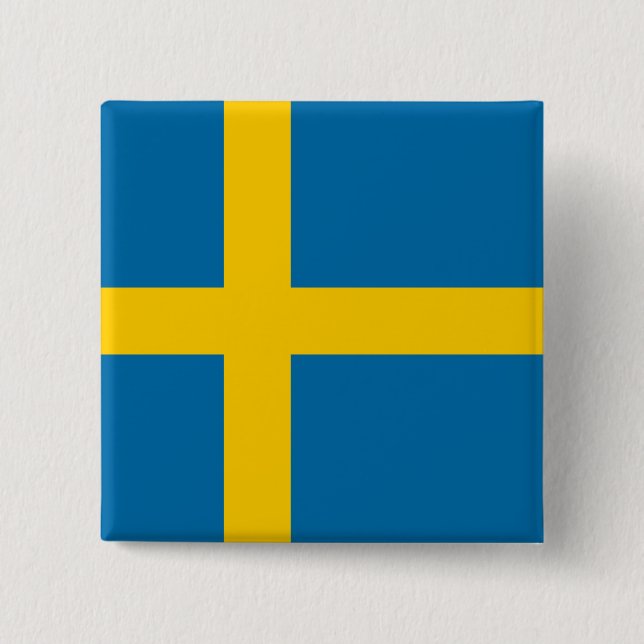 Swedish Flag (Sweden) 15 Cm Square Badge Button (Front)