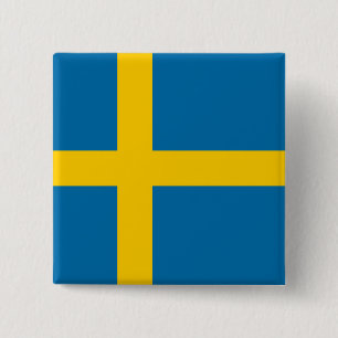 Swedish Flag (Sweden) 15 Cm Square Badge Button