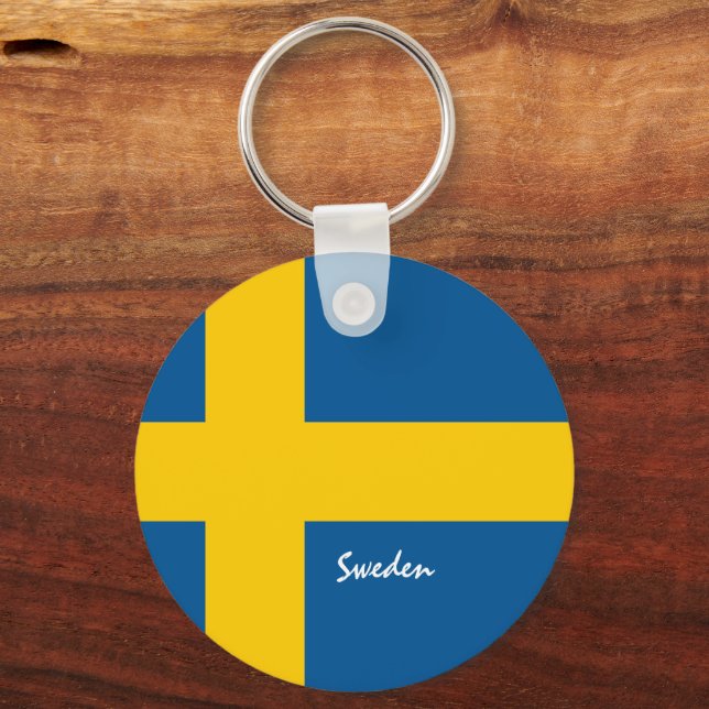 Swedish flag & Sweden holiday, patriots / sports Keychain (Front)
