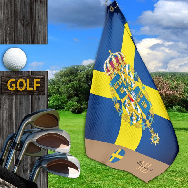 Swedish flag & Sweden, monogrammed / Golf Towel (Creator Uploaded)