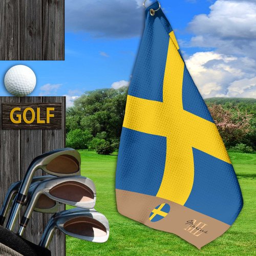 Swedish flag  Sweden monogrammed  Golf Towel