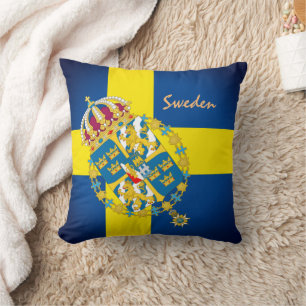 Swedish Flag & Sweden travel, holiday /sport fans Throw Pillow