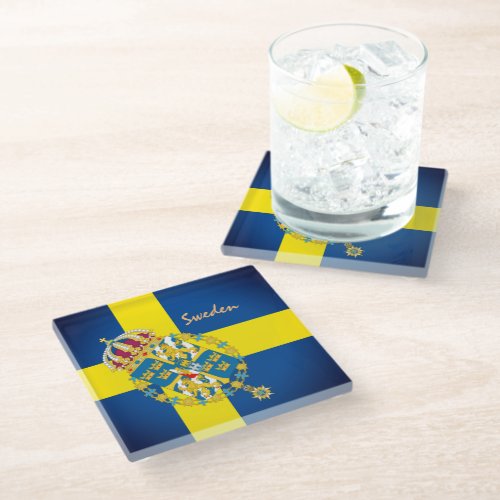 Swedish Flag  Sweden travel home decor sports Glass Coaster