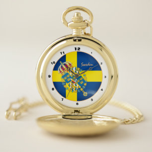 Swedish Flag & Sweden trendy fashion / party Pocket Watch