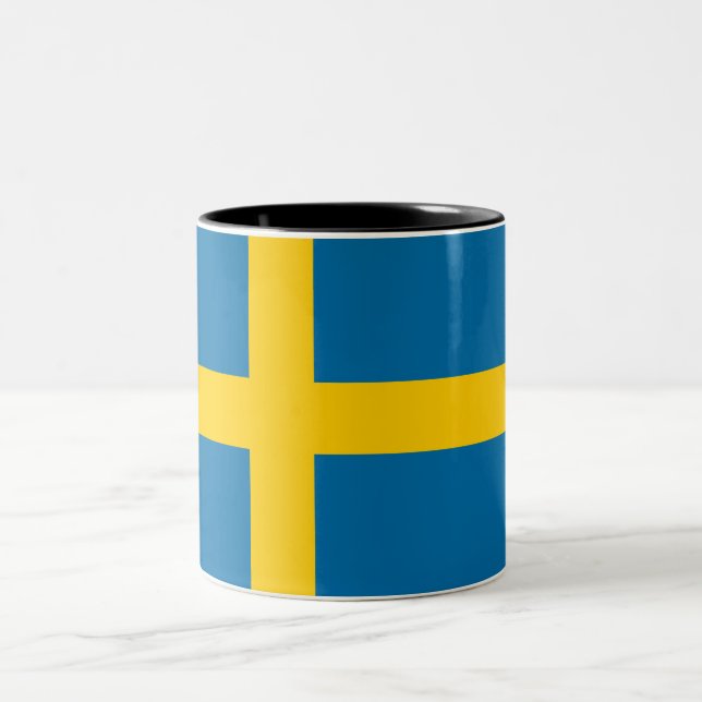 Swedish Flag (Sweden) Two-Tone Coffee Mug (Center)