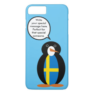 Swedish Flag Talking Ms. Penguin Personalized  iPhone 8 Plus/7 Plus Case