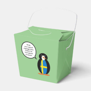 Swedish Flag Talking Ms. Penguin Personalized Favor Boxes