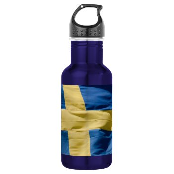 Swedish Flag Water Bottle by hildurbjorg at Zazzle