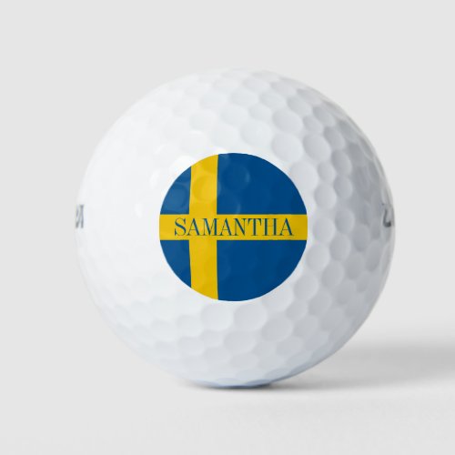 Swedish flag with custom Name Golf Balls