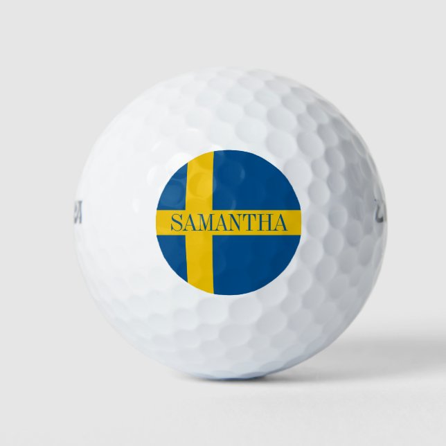 Swedish flag with custom Name Golf Balls (Front)