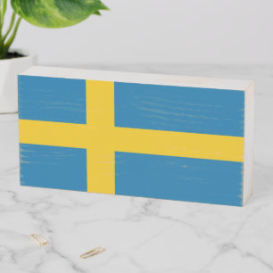 Swedish Flag Wooden Box Sign
