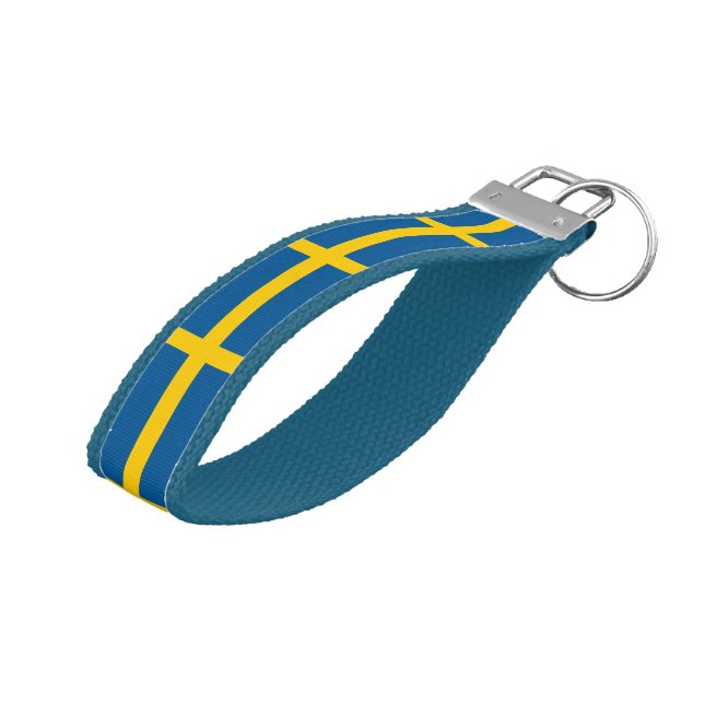 Swedish flag wrist keychain (Angled Up)