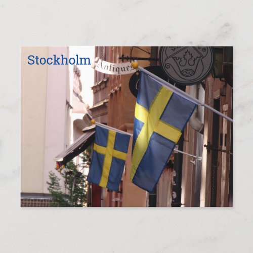 Swedish Flags in Stockholms Old City Postcard