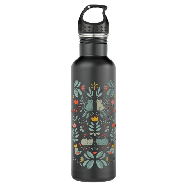 Swedish Folk Cats Classic Stainless Steel Water Bottle (Front)
