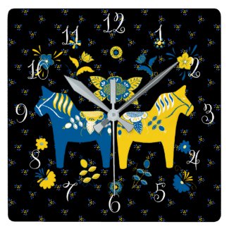 Swedish Folk Dala Horse l Blue and Yellow