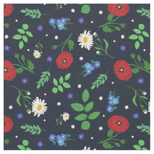 Swedish Folk Flowers - Floral Pattern Fabric
