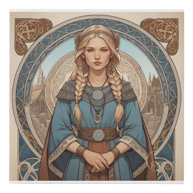 Swedish Girl 1 Alphonse Mucha Style Wall Art  (Front)
