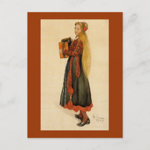 Swedish Girl Playing Accordion Postcard