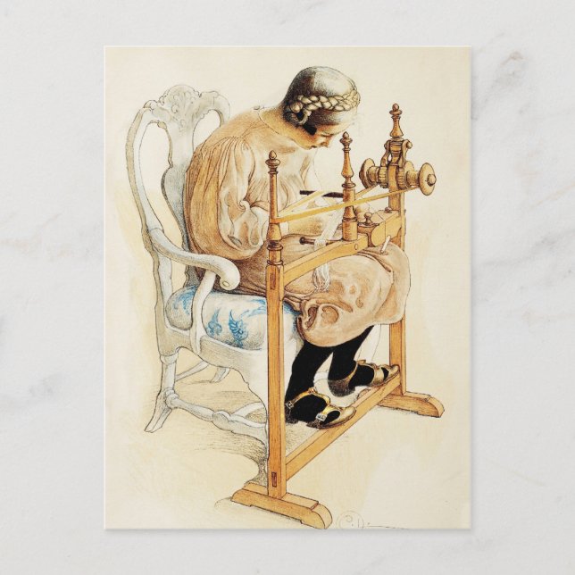 Swedish Girl Weaving Postcard (Front)