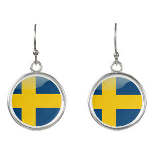 Swedish glossy flag earrings
