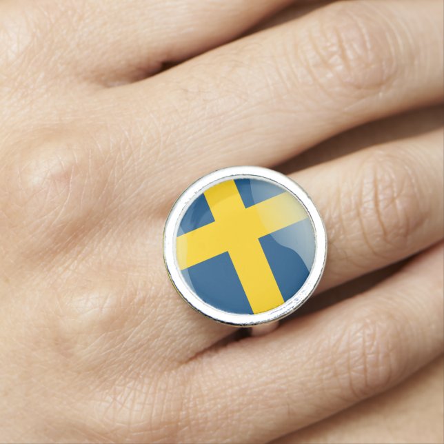 Swedish glossy flag ring (In Situ)